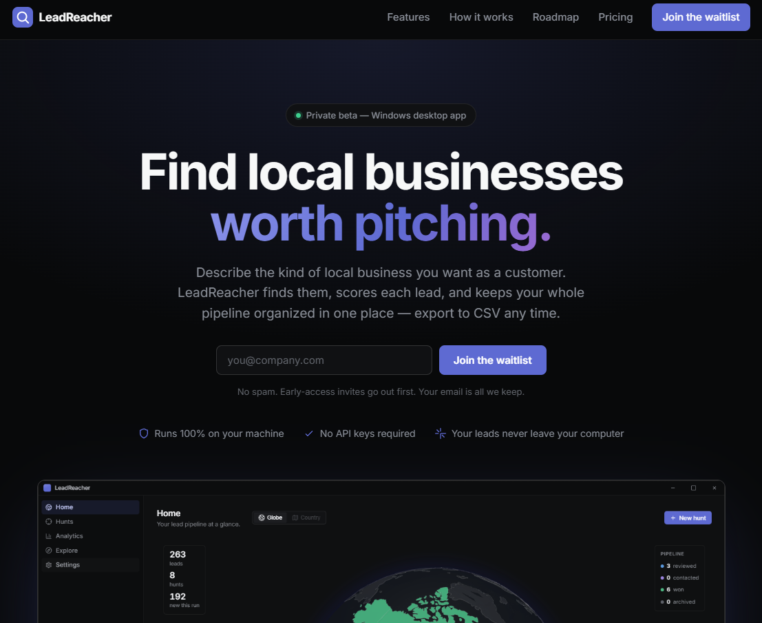 LeadReacher screenshot